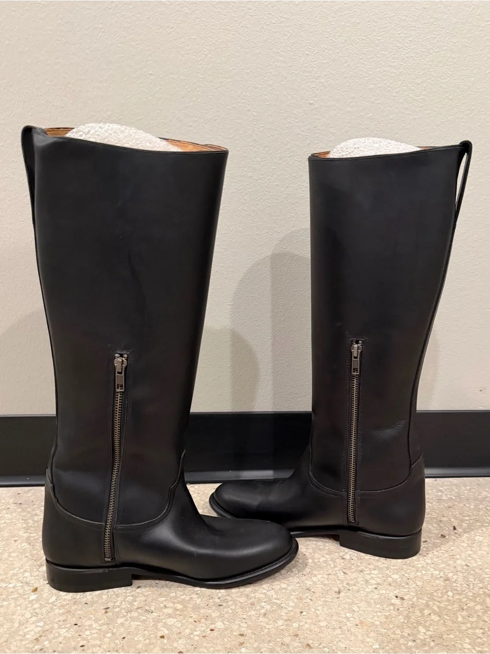 Lucchese Bruna black leather riding boots three buckle straps new never worn